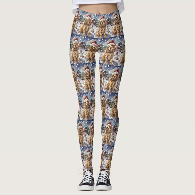 Cocker Spain Winter Wonderland jul Joy Leggings (Framsida)
