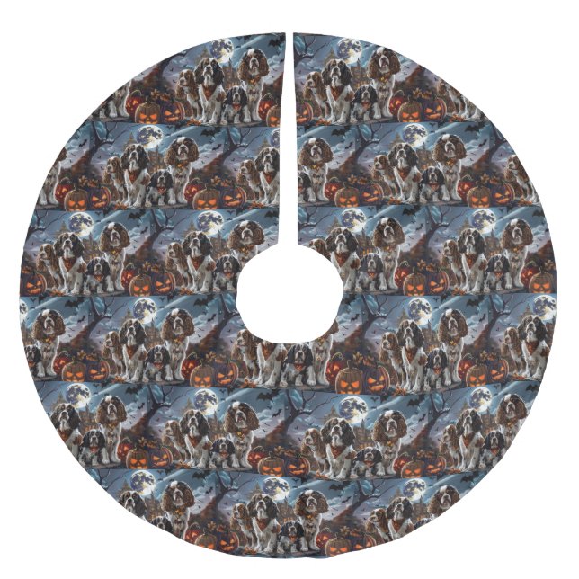 Cocker spanel Halloween Spooky Julgransmatta Borstad Polyester (Framsidan)