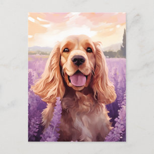 Cocker spanel i Lavender fält Vykort