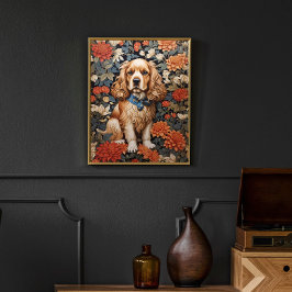 Cocker spanel William Morris Inspired Blommigt Poster