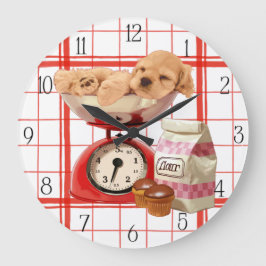 Cocker spanie och retro stor klocka