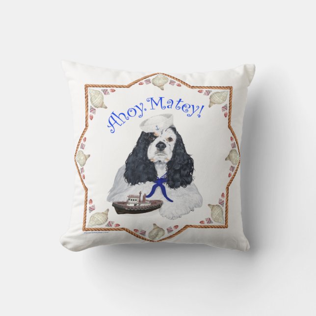 Cocker Spaniel Ahoy Matey Kuddyn Kudde (Framsida)