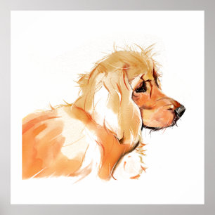 Cocker Spaniel Akvarellmålning, Väggdekor Poster