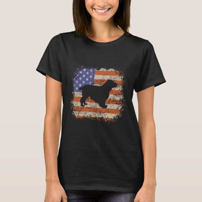 Cocker Spaniel American Flag USA Dog  Puppy US T Shirt (Framsida)