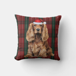 Cocker Spaniel and Seasonal Plaid Christmas Dog Kudde