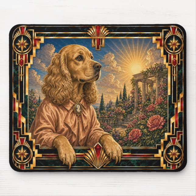 Cocker Spaniel, Art Deco Hund Musmatta (Framsidan)