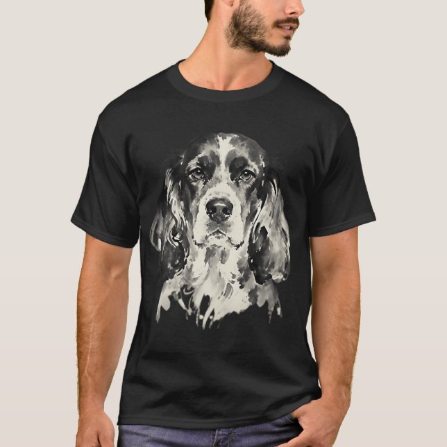 Cocker Spaniel bläckkonst närbild T Shirt (Framsida)