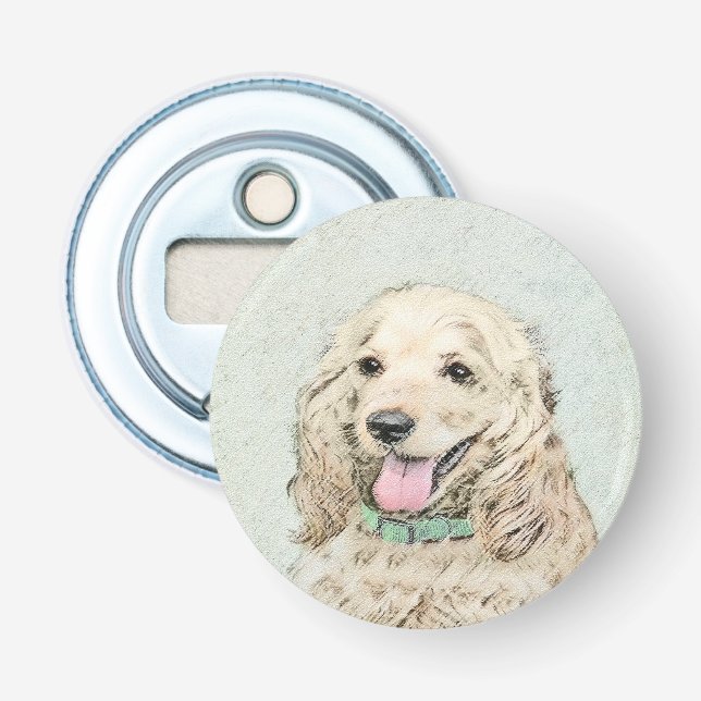 Cocker Spaniel Buff-målning - Original konst om hu Flasköppnare (Framsidan)