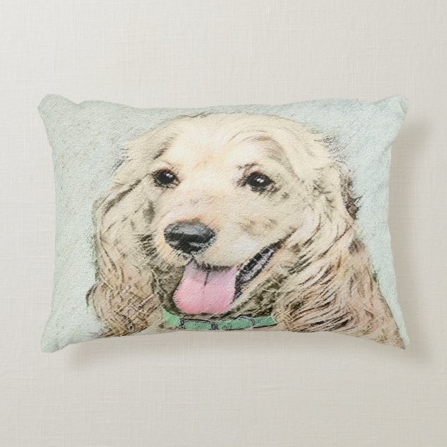 Cocker Spaniel Buff-målning - Original konst om hu Prydnadskudde (Framsidan)