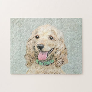 Cocker Spaniel Buff-målning - Original konst om hu Pussel