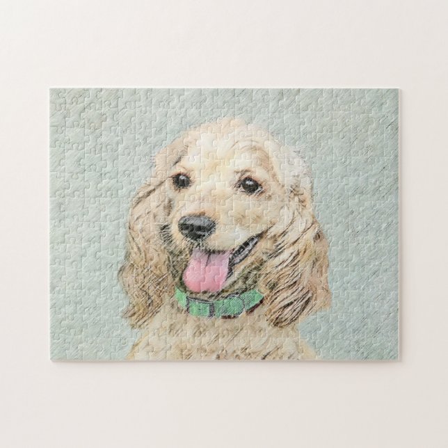 Cocker Spaniel Buff-målning - Original konst om hu Pussel (Horisontell)