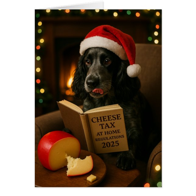 Cocker spaniel  'Cheese Tax' Christmas card Hälsningskort (Framsidan)