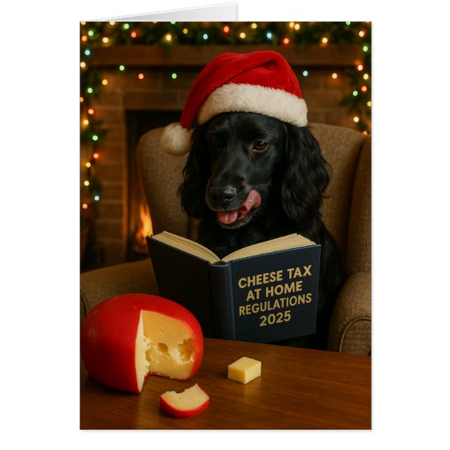 Cocker spaniel  'Cheese Tax' Christmas card Hälsningskort (Framsidan)