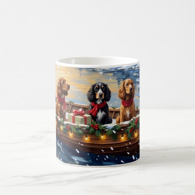 Cocker Spaniel Christmas Boat Holiday Kaffemugg (Center)