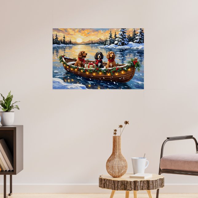 Cocker Spaniel Christmas Boat Holiday Poster (Vardagsrum 3)