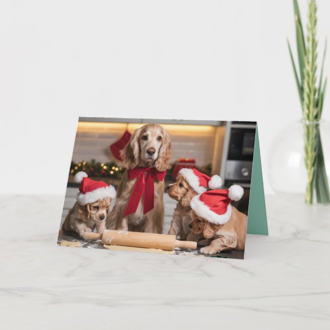 Cocker Spaniel Christmas Cookie Card Kort (Framsida)