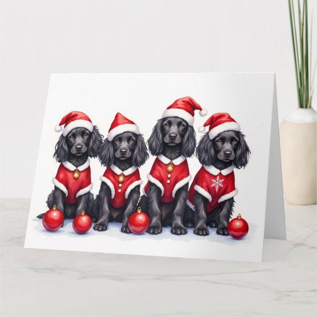 Cocker Spaniel Christmas Dress Santa Hat Kort (Framsida)