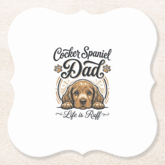 Cocker Spaniel Dad Life Is Ruff Vintage Dog Shirt_ Underlägg Papper