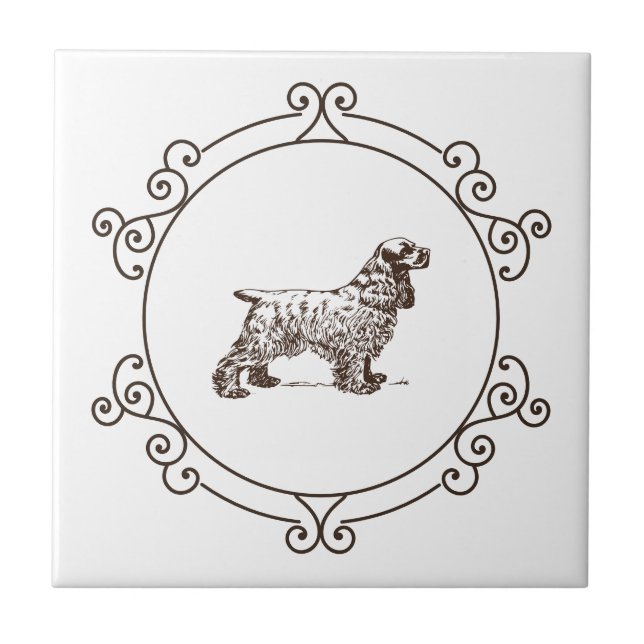 Cocker Spaniel Dekorativ Keramisk Kakel (Framsidan)