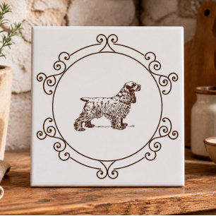 Cocker Spaniel Dekorativ Keramisk Kakel