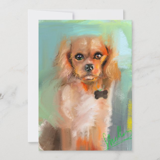 Cocker spaniel Digital Art Card by Shelley Tack Kort (Framsida)