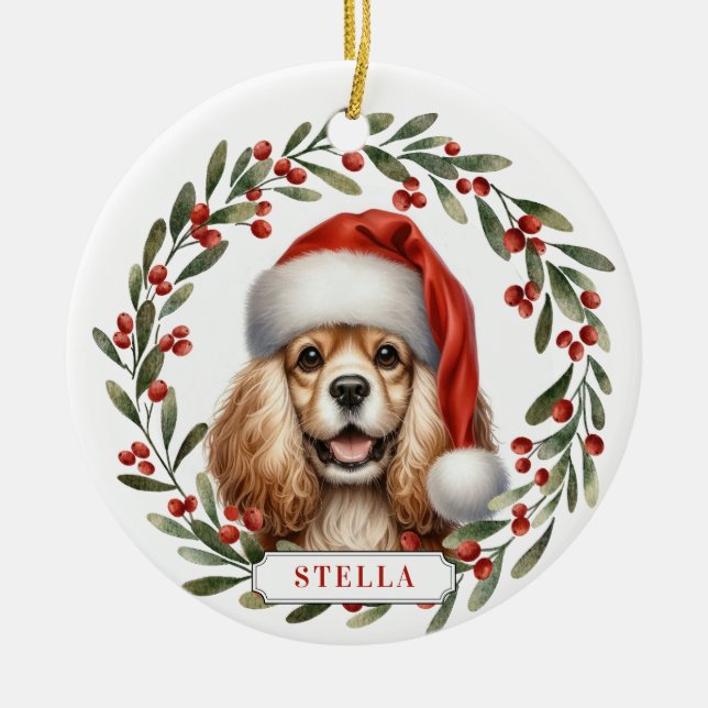 Cocker Spaniel Dog Ceramic Circle Ornament (Framsidan)