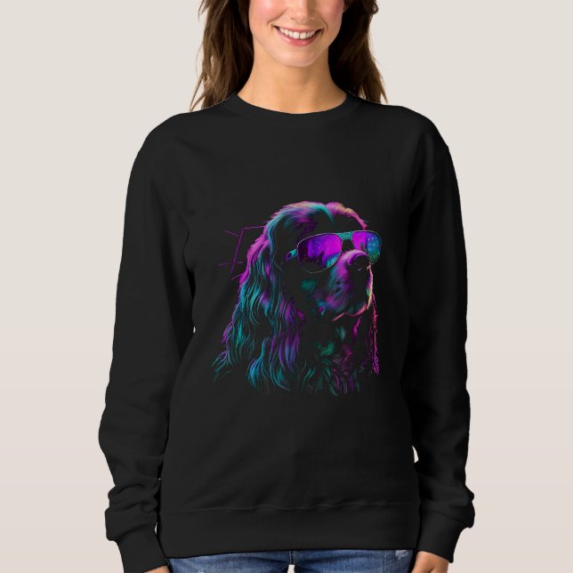 Cocker Spaniel Dog owner Vaporwave Notorious DJ T Shirt (Framsida)