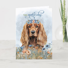 Cocker Spaniel Dog Wildflowers Mother's Day Helgkort