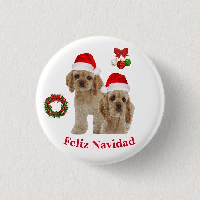 Cocker spaniel Feliz Navidad Button Knapp (Framsida)