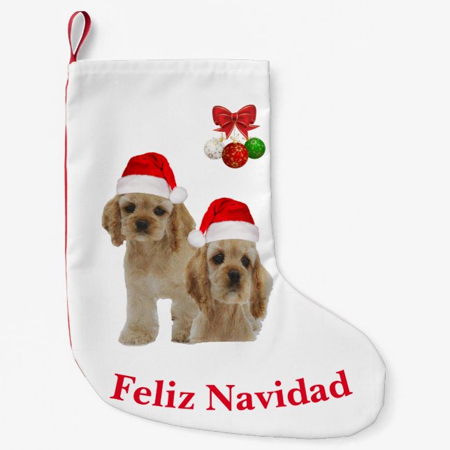 Cocker spaniel Feliz Navidad-julklapp Liten Julstrumpa (Framsidan)