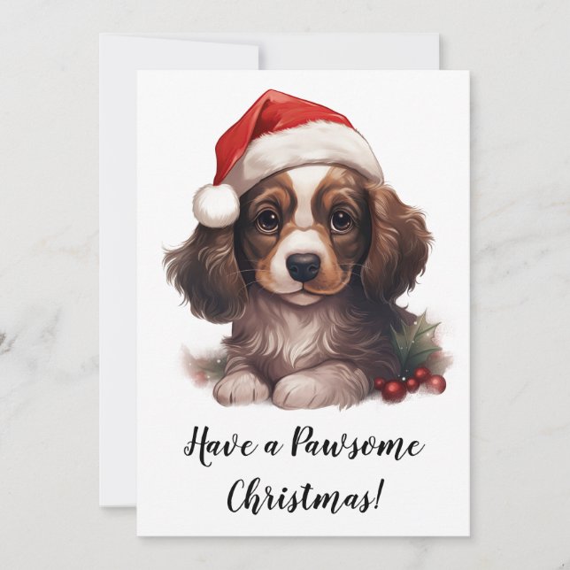 Cocker Spaniel Festiv Glada Julkort (Framsida)
