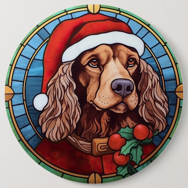 Cocker Spaniel Glas-i-mosaik Jul Knapp (Framsida)