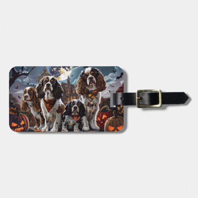 Cocker Spaniel Halloween Kuslig Bagagebricka (Horisontell Framsida)