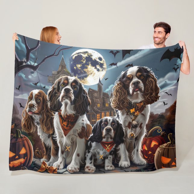 Cocker Spaniel Halloween Kuslig Fleecefilt (På plats)