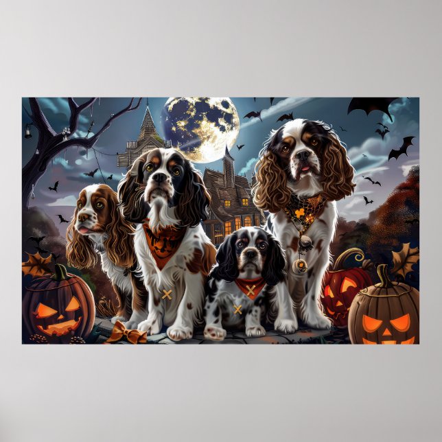 Cocker Spaniel Halloween Kuslig Poster (Framsidan)