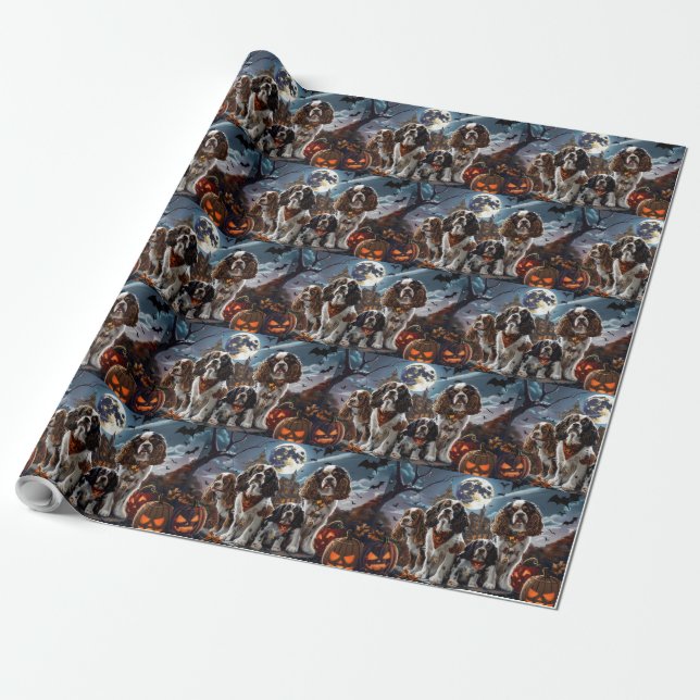 Cocker Spaniel Halloween Kuslig Presentpapper (Utrullad)
