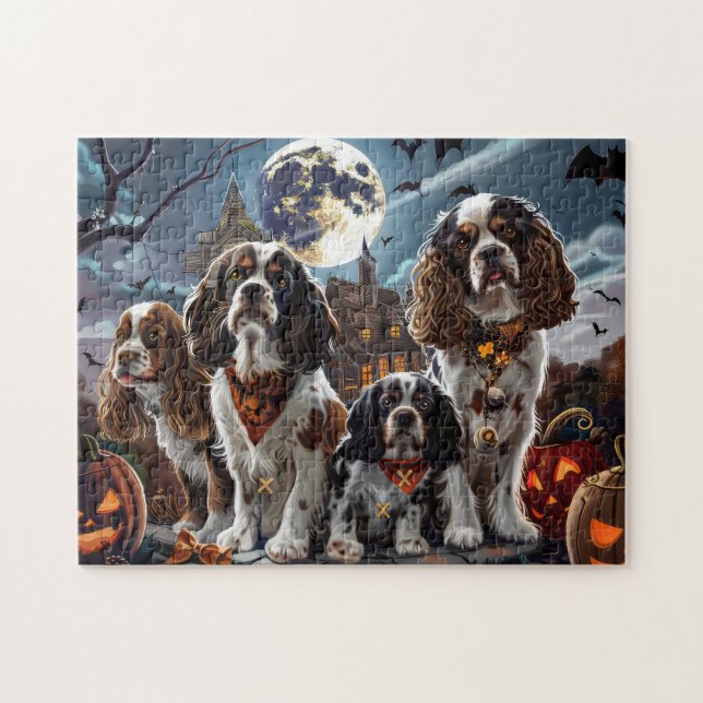 Cocker Spaniel Halloween Kuslig Pussel (Horisontell)