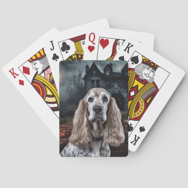 Cocker Spaniel Halloween Skräckinjagande Casinokort (Baksidan)