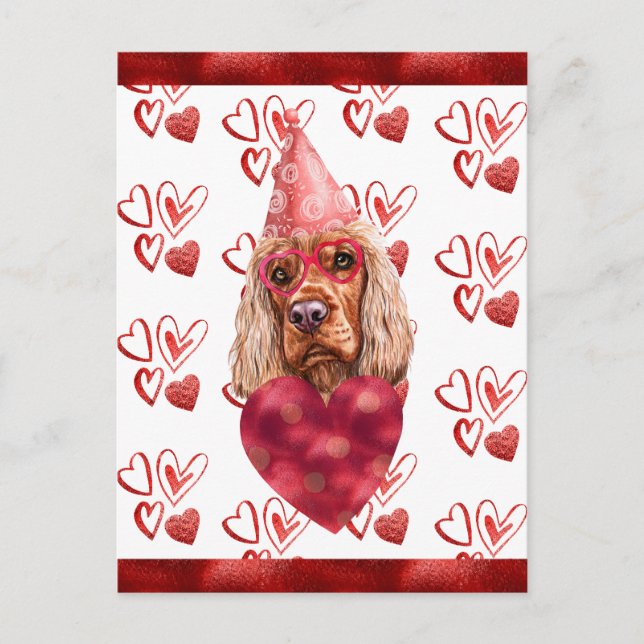 Cocker Spaniel Hjärt Hund Älskare Alla Hjärtans Da Vykort (Framsida)