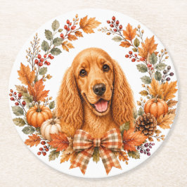 Cocker Spaniel Höst Coaster Underlägg Papper Rund