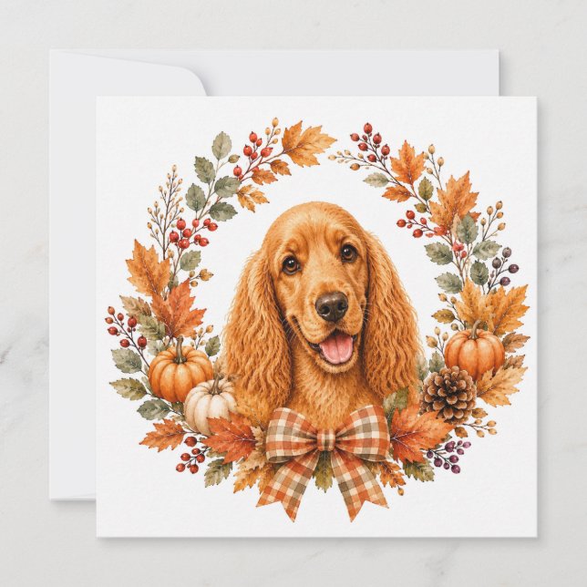 Cocker Spaniel Höstkrans Anteckningskort (Framsida)