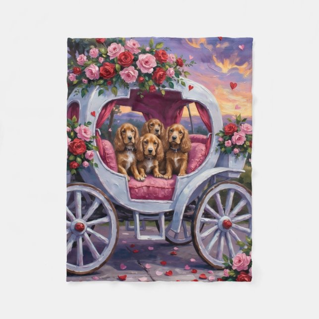 Cocker Spaniel Hund Alla Hjärtans Dag  Fleecefilt (Framsidan)
