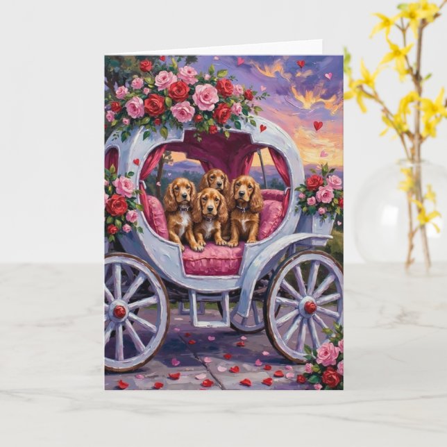 Cocker Spaniel Hund Alla hjärtans dag  Kort (Gul blomma)