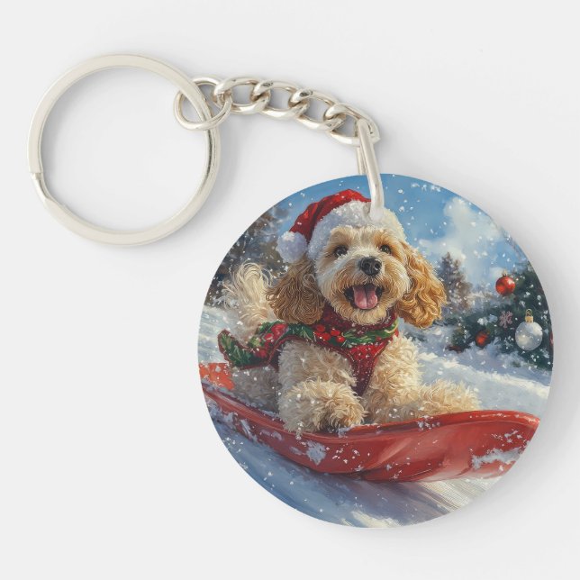 Cocker Spaniel Hund i Släde Låt det Snöa Jul (Framsidan)