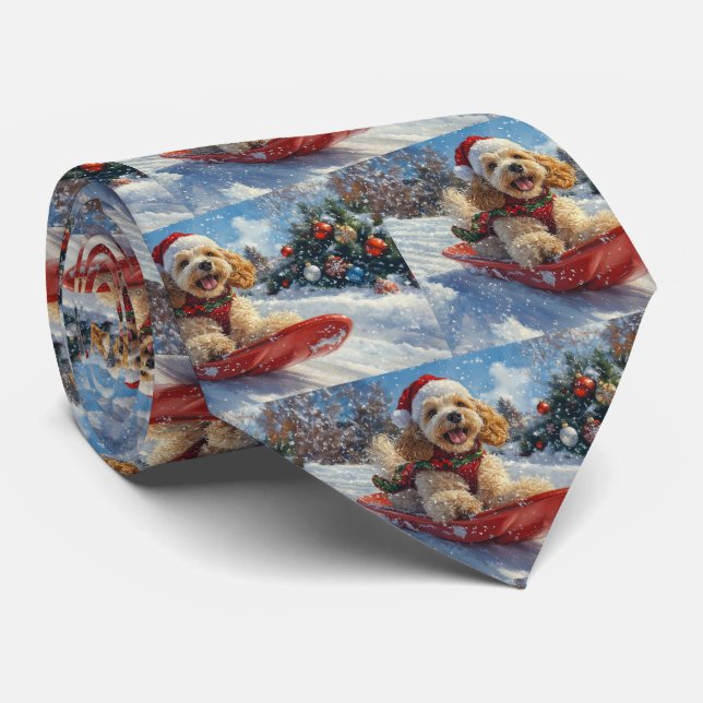 Cocker Spaniel Hund i Släde Låt det Snöa Jul Slips (Rullad)