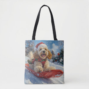 Cocker Spaniel Hund i Släde Låt det Snöa Jul Tygkasse