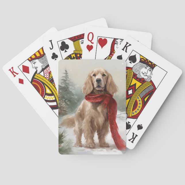 Cocker Spaniel Hund i Snö Jul Casinokort (Baksidan)