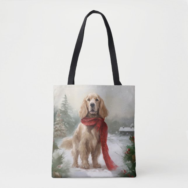 Cocker Spaniel Hund i Snö Jul Tygkasse (Framsida)