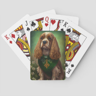Cocker Spaniel Hund i St. Patricks Dag Klänning Casinokort