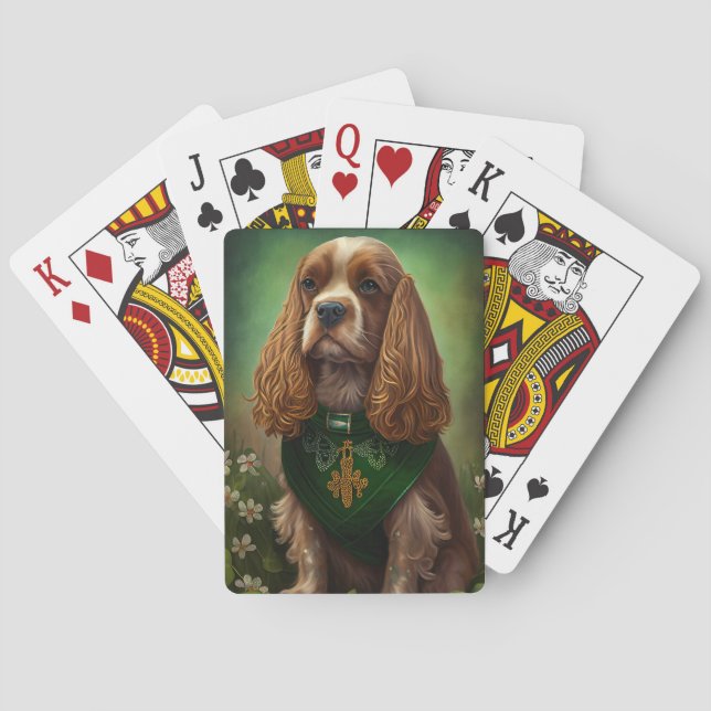 Cocker Spaniel Hund i St. Patricks Dag Klänning Casinokort (Baksidan)
